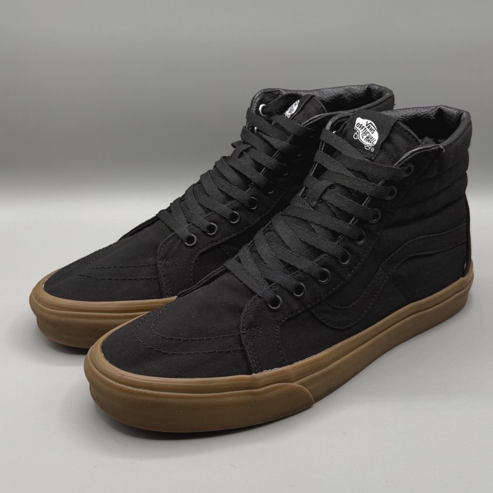 Vans Sk8-Hi Black Canvas Gum Sole High Top Sneakers Mens 10 721356 Skater - Picture 7 of 16